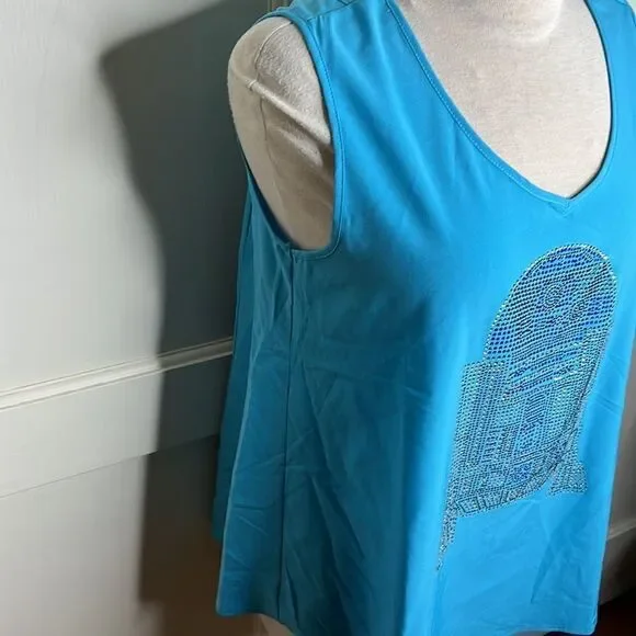 ❤️Disney parks bling R2-D2 Star Wars Tank top Blue Rhinestone - Picture 3 of 5